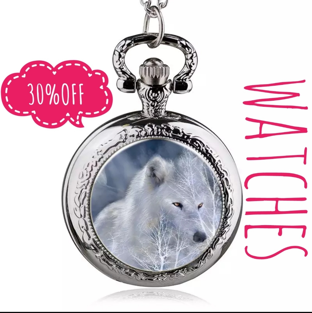 NWOT Kid's Quartz Wolf Pocket Watch